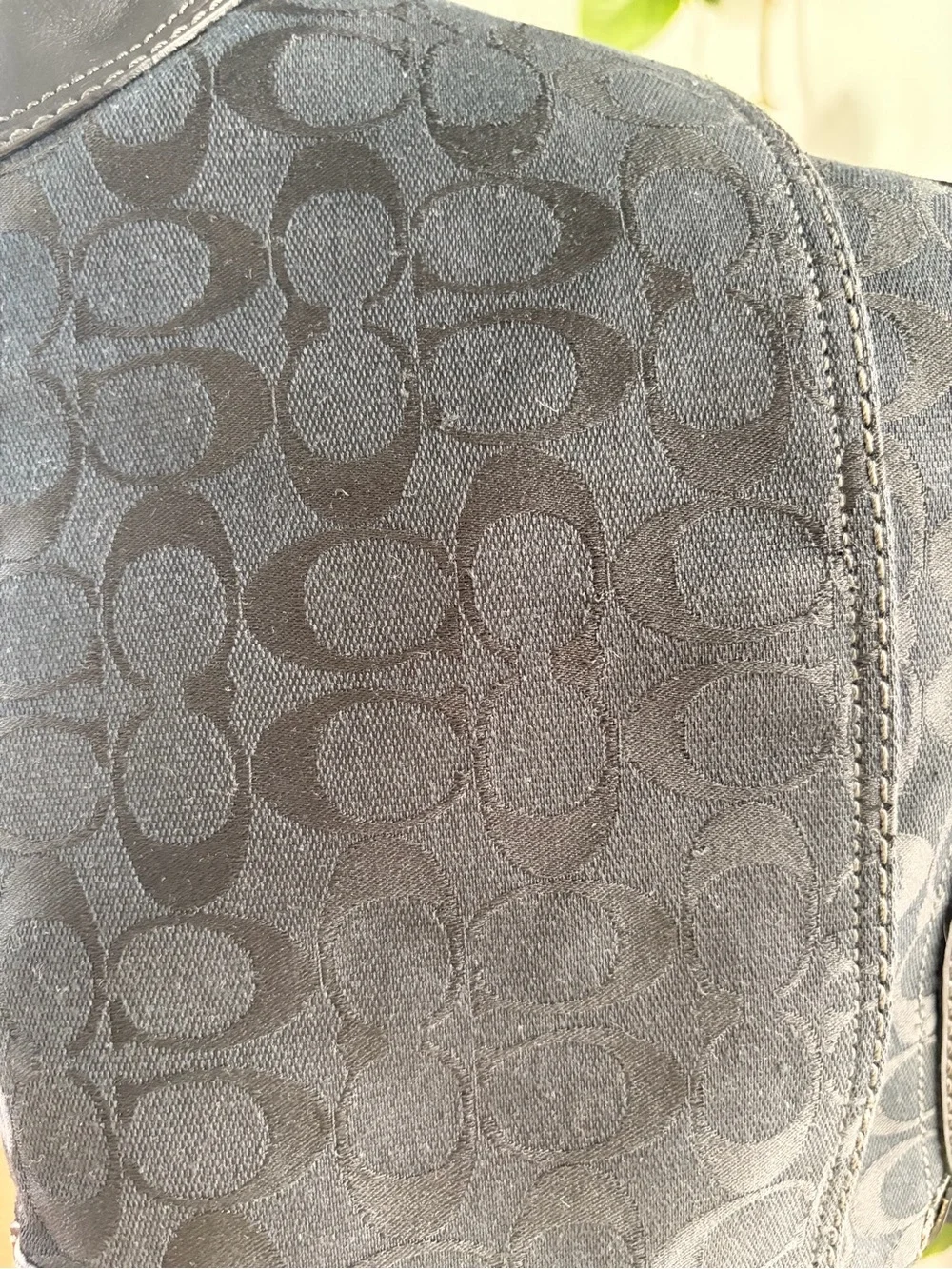 Coach Black Signature Jacquard Shoulder Bag with Gold-Tone Hardware